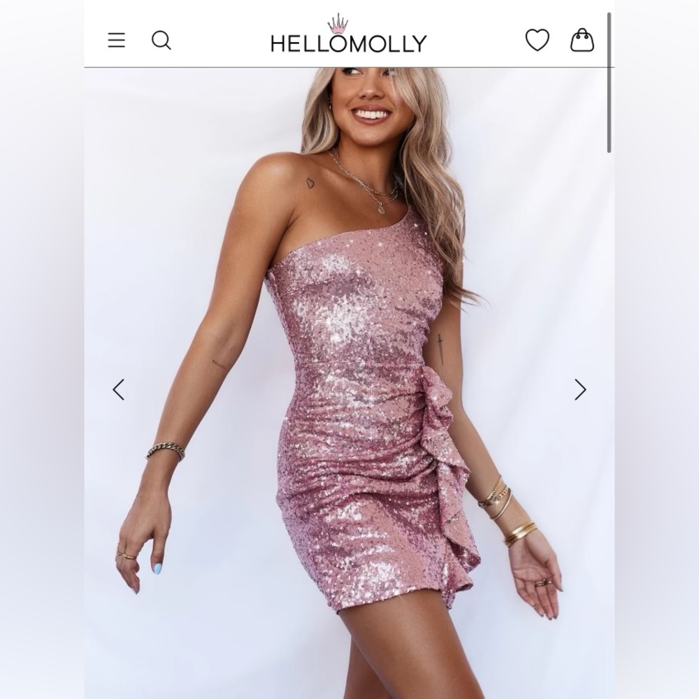 Hello Molly Blush Sequin One-Shoulder Dress